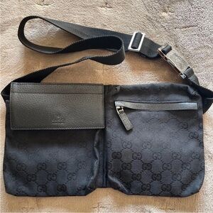 Gucci Black Monogram Belt Bag